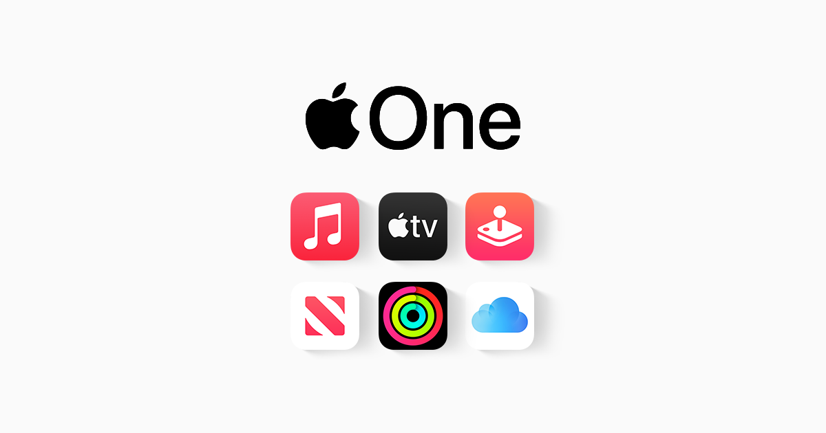 Apple One — iCloud, Apple Music, Apple TV+, Apple Arcade, Apple News+, Apple Fitness+